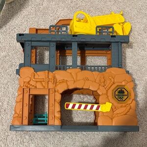 Construction Site Playset with Yellow Excavator